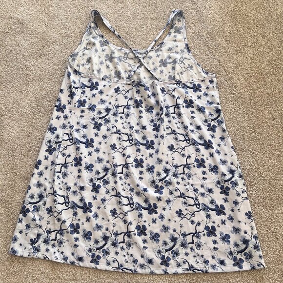 Y2K Satin Blue & White Floral Open-Back Crisscross Mini Dress XL - Picture 9 of 9